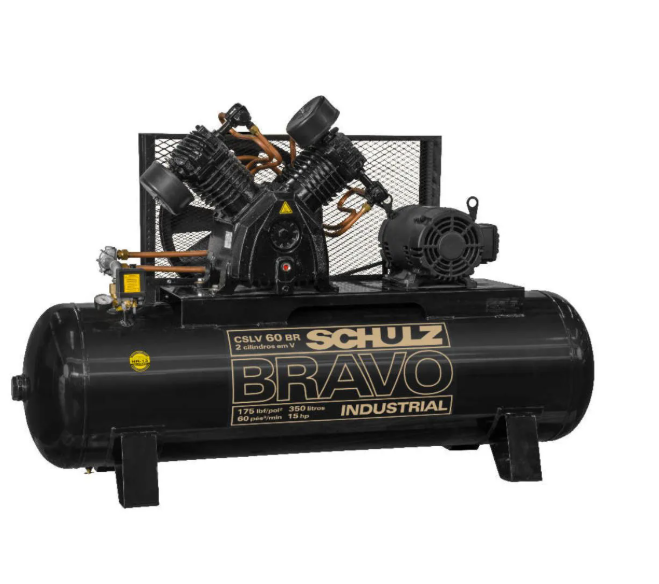 Compressor de Ar Schulz Bravo CSL 60 PCM 310L 15 HP 175 PSI Trifásico Industrial