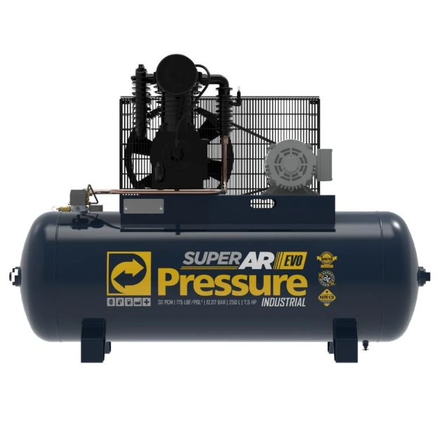 Compressor de Ar Super Evo Pressure 30 PCM 250L 7,5HP 175 PSI Trifásico 380V