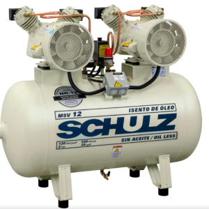 Compressor de Ar Schulz MSV 12 PCM 100L Isento de Óleo 2x1HP 120 PSI 220V